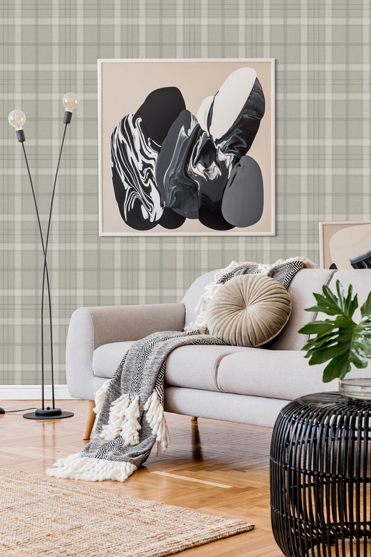 Обои Architector Sauvage Tartan KT10208 фото в интерьере