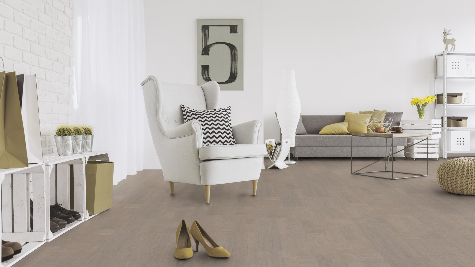 Пробковый пол замковый Wicanders Fashionable Cement C85L001 905×295×10,5 фото в интерьере Пробковый пол замковый Wicanders Fashionable Cement C85L001 905×295×10,5 фото в интерьере