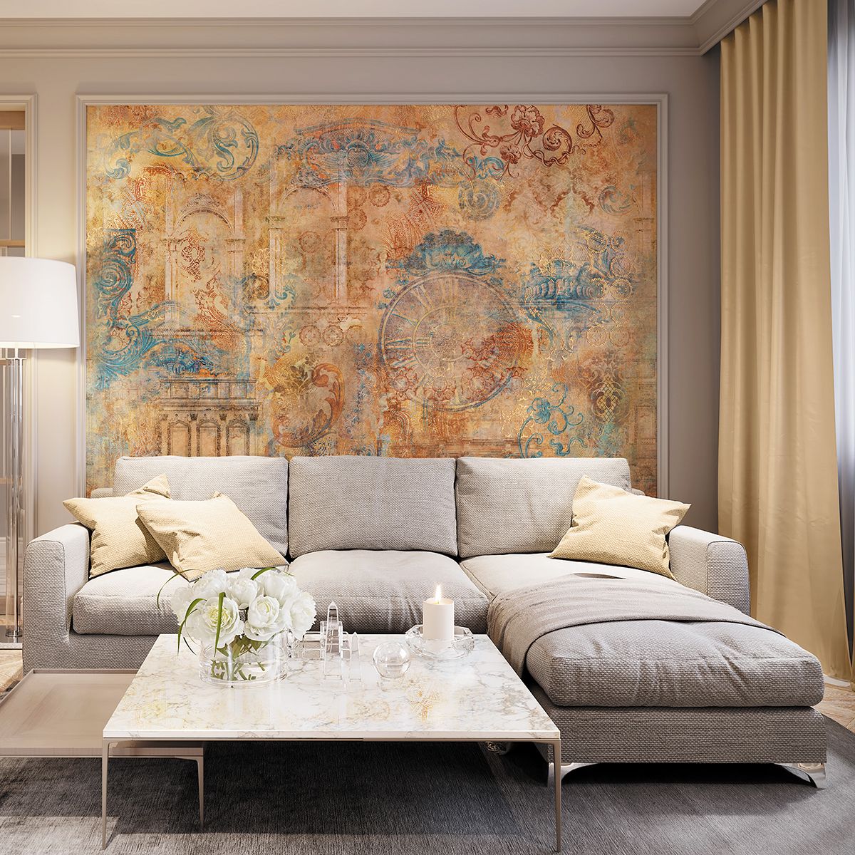 Панно Affresco New Art RE168-COL1 2x2,68 м фото в интерьере