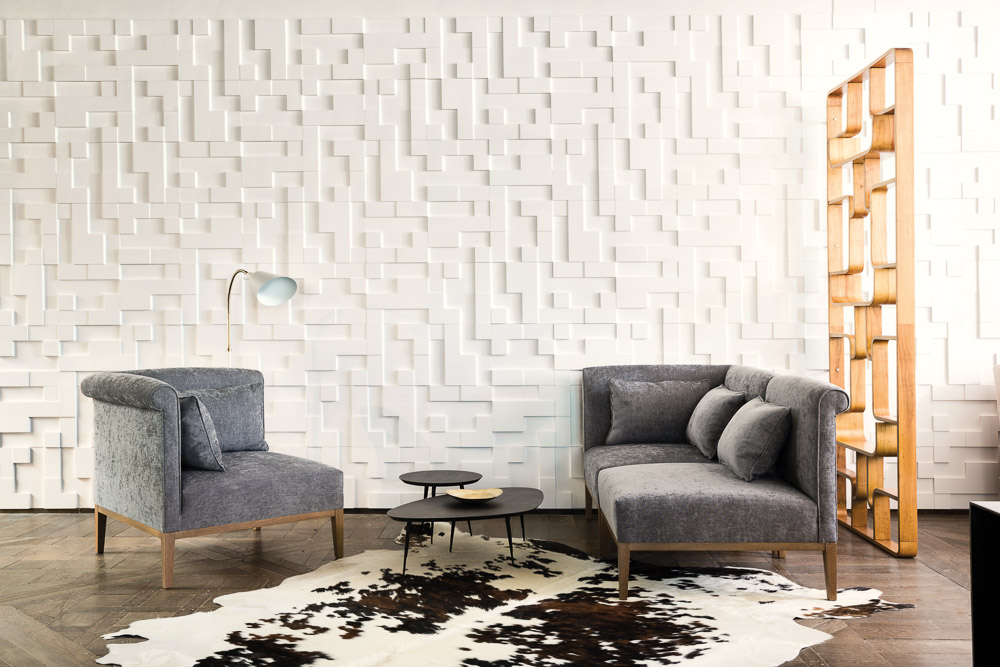 Стеновая панель под покраску Orac Decor Modern Cubi W102 333×333×25 фото в интерьере